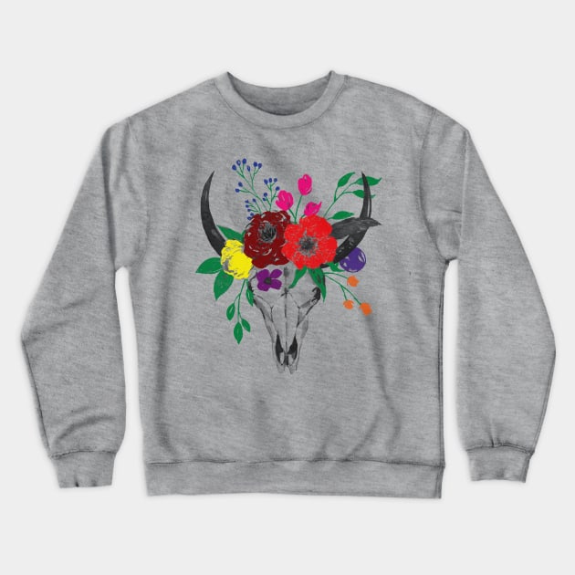 Skull & Flowers Crewneck Sweatshirt by VintageArtwork